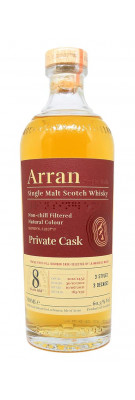 ARRAN - 8 ans - Millésime 2012 - Peated First Fill Bourbon Barrel Single Cask - 60,30%