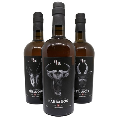 Rom de Luxe - Coffret Wild Series Unicorn n°2 - Skeldon - St Lucia - Barbados - Set 3 bottles of 70cl - 56.4%