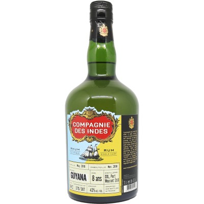 Compagnie des Indes - Ron añejo - Guyana - DIAMOND - Port Mourant Still - DDL - 8 años - 43% compra barato al mejor precio buena opinión ron de Burdeos