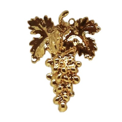 Broche de sommelier - Grappe de raisin grand modèle (35mm) - Doré à l'or fin  