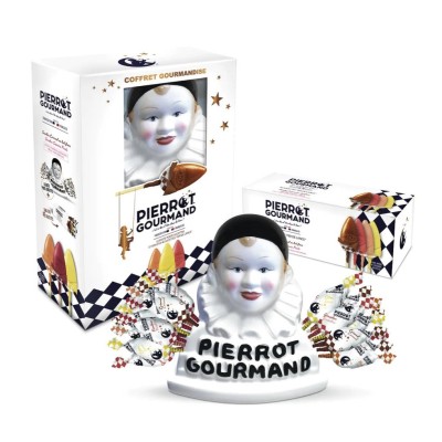 Maison Pierrot Gourmand - Coffret gourmandise - Buste porte-sucettes + 40 sucettes - 520g