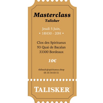 Dégustation - Masterclass - Talisker - Jeudi 5 Juin 2025
