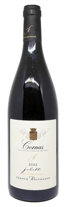Franck Balthazar, Cuvée Juliette, 2022, Cornas, Syrah, Vieilles vignes, Vin naturel, Grappes entières, Demi-muids, Rhône septentrionale, Vin biologique