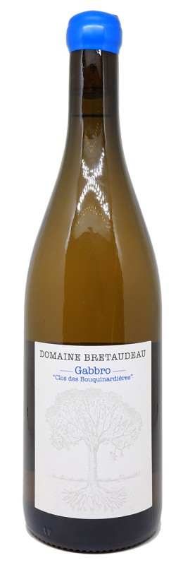 bouteille de vin blanc, Jérôme Bretaudeau, Clos des Bouquinardières 2023, vignoble Pays Nantais, terroir sableux, gabbro