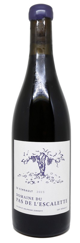 bouteille Ze Cinsault 2023, Domaine du Pas de l’Escalette, vin rouge Languedoc, Cinsault pur, vin biodynamique, vin rouge léger, vieux cinsault, vin des Terrasses du Larzac