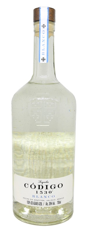 bouteille Código 1530 Blanco, tequila transparente, agave bleu Weber, distillerie Los Altos, tequila premium Mexique