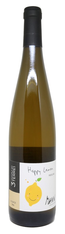 Bouteille de vin, étiquette Domaine Mann Happy Lemon 2023, Alsace