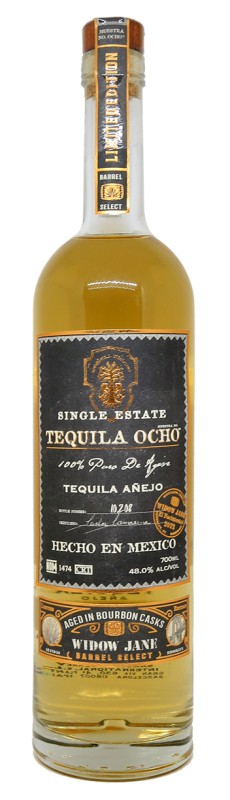 Bouteille Tequila Ocho Añejo, édition Widow Jane Barrel Select, 48%, fût de bourbon, agave El Nacimiento, tequila haut de gamme, tequila mexicaine premium