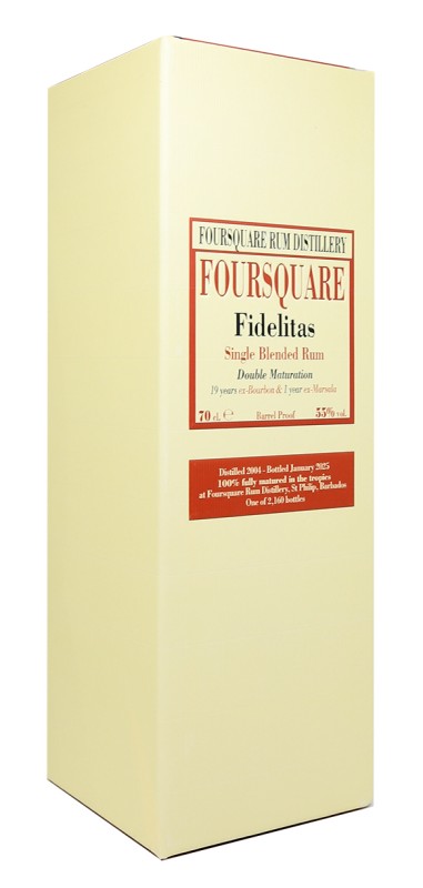Boite rhum Foursquare Fidelitas, édition Vélier, millésime 2004, 20 ans d’âge, 55%, fût ex-Bourbon, finition Marsala, rhum de La Barbade, rhum premium