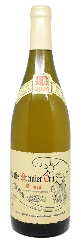 bouteille de Chablis 1er Cru Beauroy 2020, Domaine Laurent Tribut, vin blanc de Bourgogne, vin de terroir