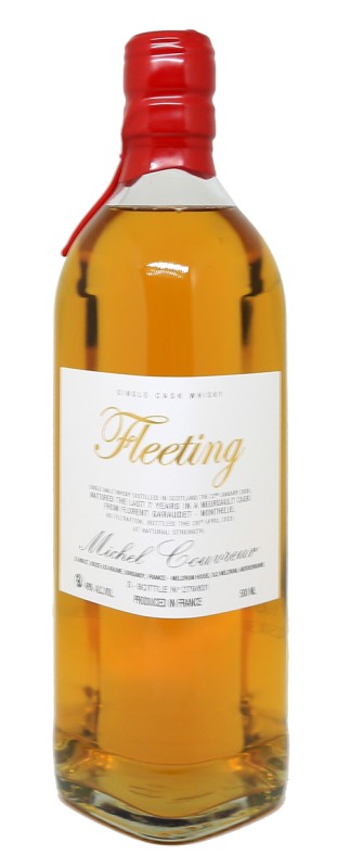 bouteille de whisky Michel Couvreur, étiquette Fleeting S, whisky 2009, fût de Meursault