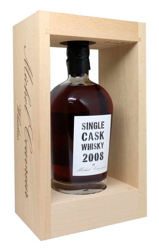 bouteille de whisky Michel Couvreur, étiquette 2008 Single Cask, fût de Porto Niepoort, whisky vieilli 16 ans, whisky en fût de Colheita