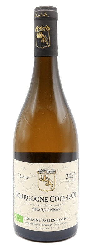 bouteille de vin blanc, Domaine Fabien Coche, Chardonnay 2023, Bourgogne Côte d'Or